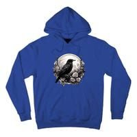 Raven Full Moon Gothic Witchy Crow Roses Mystical Tall Hoodie