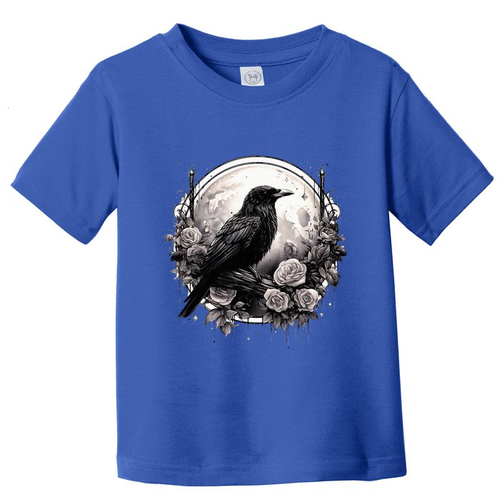 Raven Full Moon Gothic Witchy Crow Roses Mystical Toddler T-Shirt