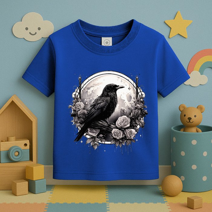 Raven Full Moon Gothic Witchy Crow Roses Mystical Toddler T-Shirt