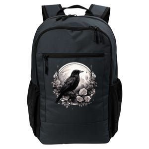 Raven Full Moon Gothic Witchy Crow Roses Mystical Daily Commute Backpack