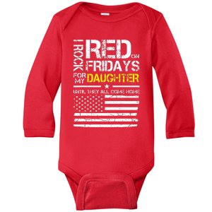 Red Friday Military Dad Gift Wear Red For My Daughter Baby Long Sleeve Bodysuit