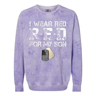 Red Friday Military Mom Gift I Wear Red On Friday For My Son Colorblast Crewneck Sweatshirt