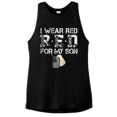 Red Friday Military Mom Gift I Wear Red On Friday For My Son Ladies PosiCharge Tri-Blend Wicking Tank