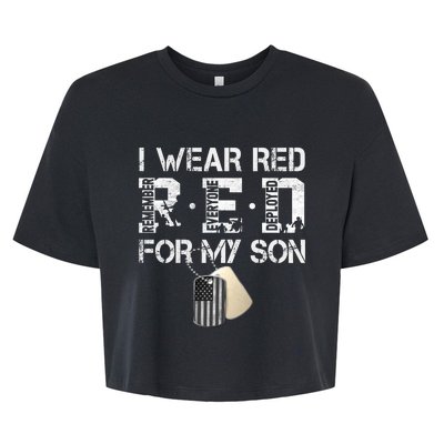 Red Friday Military Mom Gift I Wear Red On Friday For My Son Bella+Canvas Jersey Crop Tee