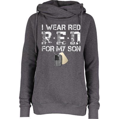 Red Friday Military Mom Gift I Wear Red On Friday For My Son Womens Funnel Neck Pullover Hood