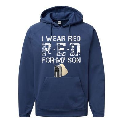 Red Friday Military Mom Gift I Wear Red On Friday For My Son Performance Fleece Hoodie