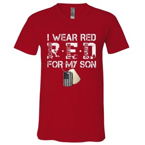 Red Friday Military Mom Gift I Wear Red On Friday For My Son V-Neck T-Shirt