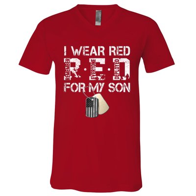 Red Friday Military Mom Gift I Wear Red On Friday For My Son V-Neck T-Shirt