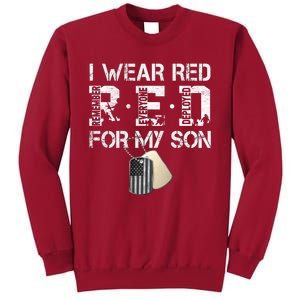 Red Friday Military Mom Gift I Wear Red On Friday For My Son Tall Sweatshirt