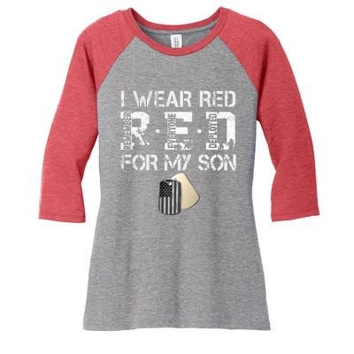 Red Friday Military Mom Gift I Wear Red On Friday For My Son Women's Tri-Blend 3/4-Sleeve Raglan Shirt