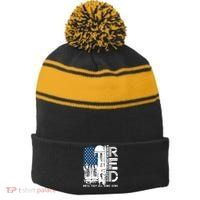 Red Friday Military We Wear Red Support Our Troops US Flag Stripe Pom Pom Beanie