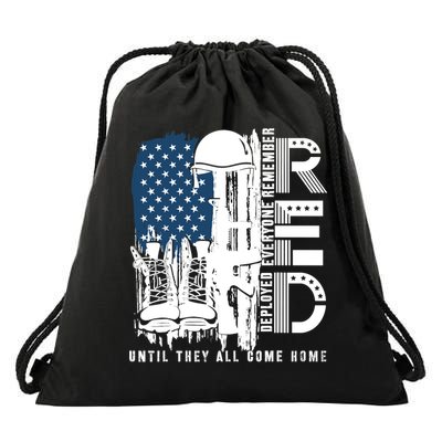 Red Friday Military We Wear Red Support Our Troops US Flag Drawstring Bag