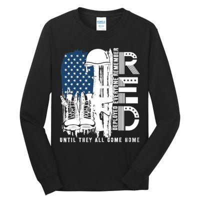 Red Friday Military We Wear Red Support Our Troops US Flag Tall Long Sleeve T-Shirt