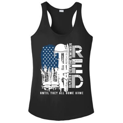 Red Friday Military We Wear Red Support Our Troops US Flag Ladies PosiCharge Competitor Racerback Tank