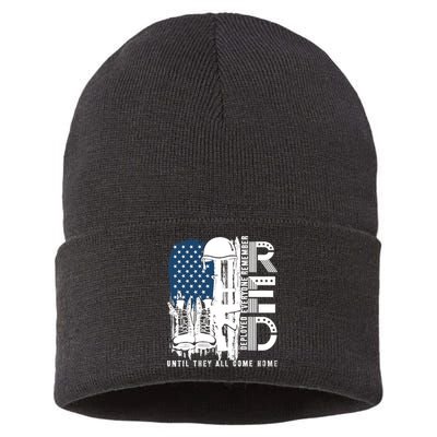 Red Friday Military We Wear Red Support Our Troops US Flag Sustainable Knit Beanie