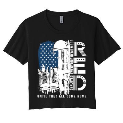 Red Friday Military We Wear Red Support Our Troops US Flag Crop Top