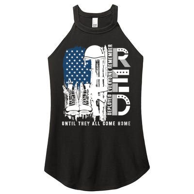 Red Friday Military We Wear Red Support Our Troops US Flag Women's Perfect Tri Rocker Tank