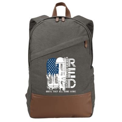 Red Friday Military We Wear Red Support Our Troops US Flag Cotton Canvas Backpack