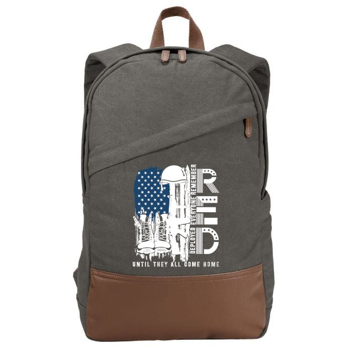 Red Friday Military We Wear Red Support Our Troops US Flag Cotton Canvas Backpack