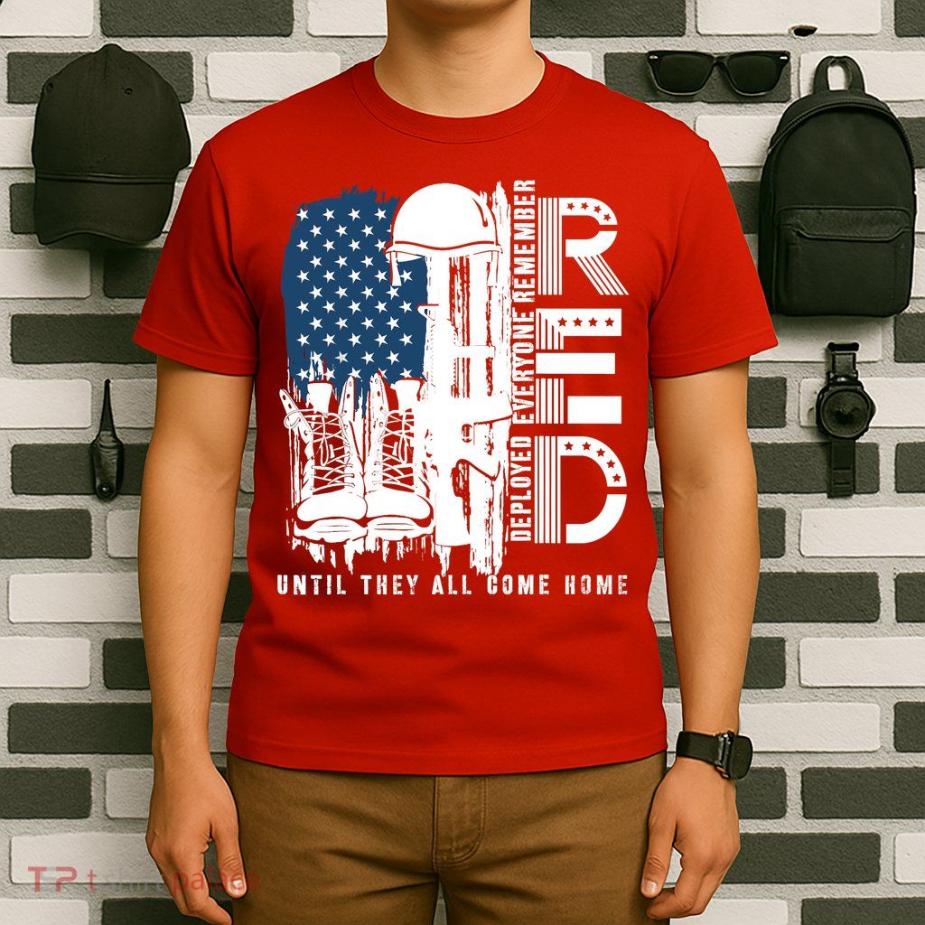 Red Friday Military We Wear Red Support Our Troops US Flag T-Shirt