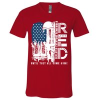 Red Friday Military We Wear Red Support Our Troops US Flag V-Neck T-Shirt