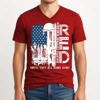 Red Friday Military We Wear Red Support Our Troops US Flag V-Neck T-Shirt