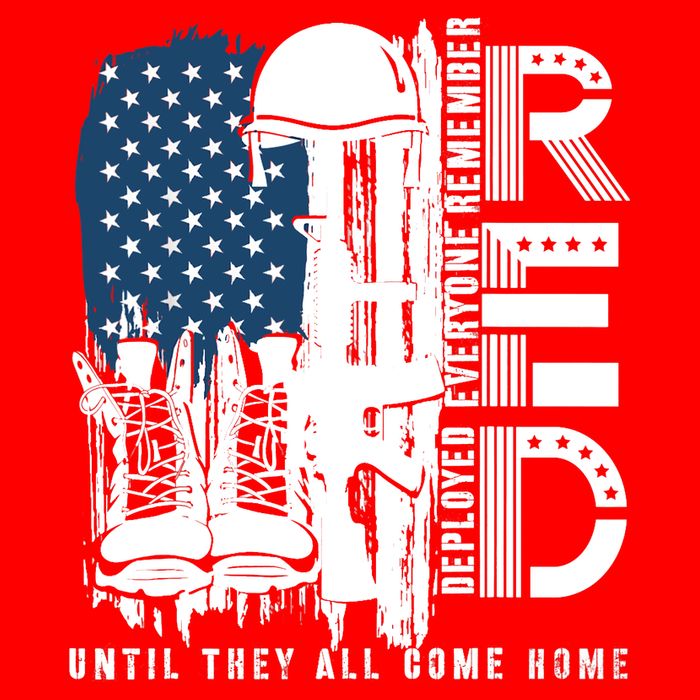 Red Friday Military We Wear Red Support Our Troops US Flag Button