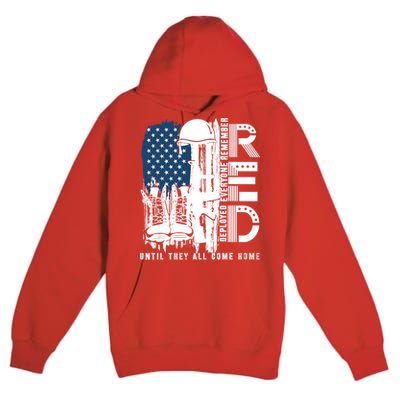 Red Friday Military We Wear Red Support Our Troops US Flag Premium Pullover Hoodie