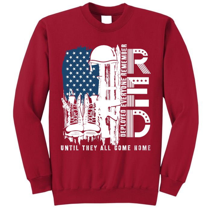 Red Friday Military We Wear Red Support Our Troops US Flag Tall Sweatshirt