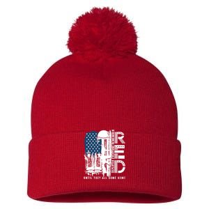 Red Friday Military We Wear Red Support Our Troops US Flag Pom Pom 12in Knit Beanie