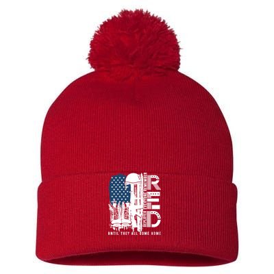 Red Friday Military We Wear Red Support Our Troops US Flag Pom Pom 12in Knit Beanie
