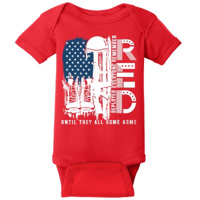 Red Friday Military We Wear Red Support Our Troops US Flag Baby Bodysuit