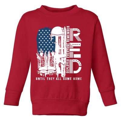 Red Friday Military We Wear Red Support Our Troops US Flag Toddler Sweatshirt