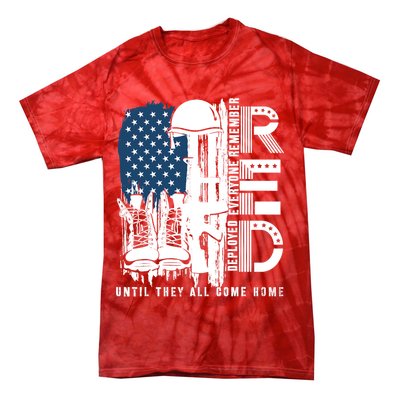 Red Friday Military We Wear Red Support Our Troops US Flag Tie-Dye T-Shirt