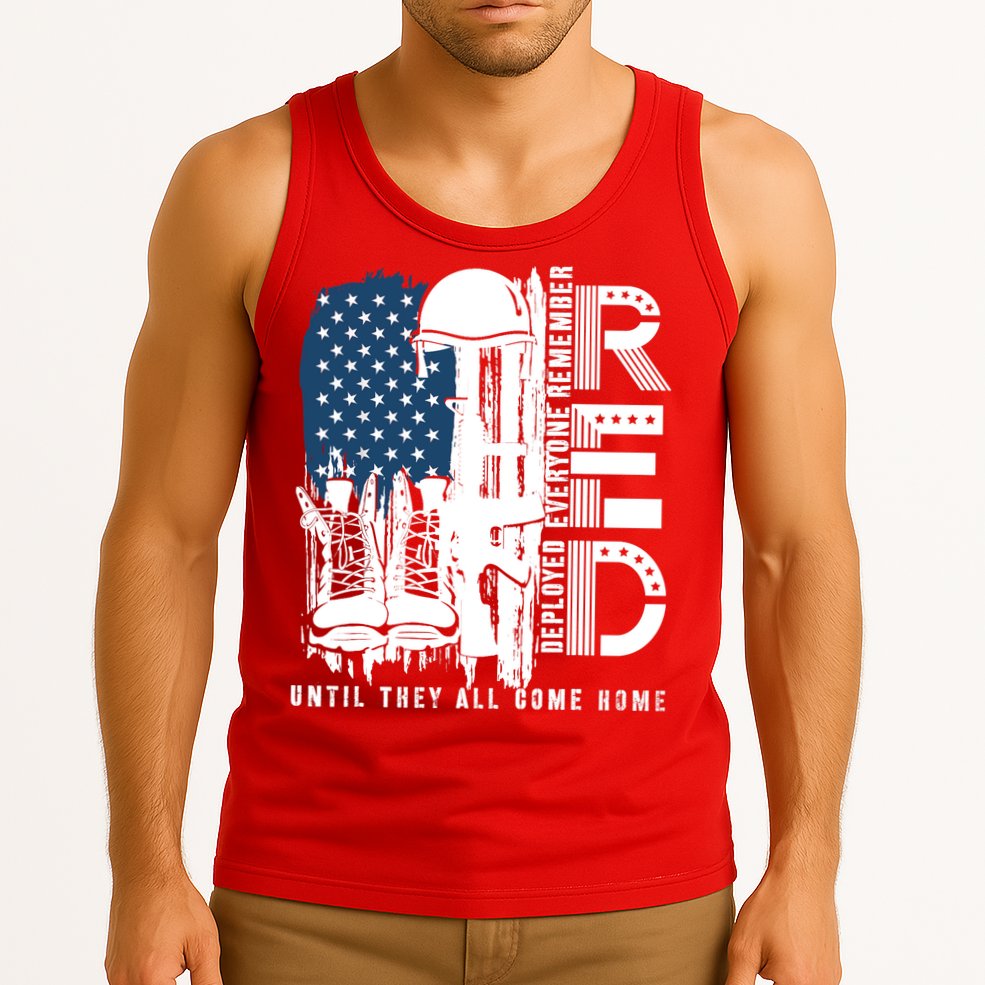 Red Friday Military We Wear Red Support Our Troops US Flag Tank Top