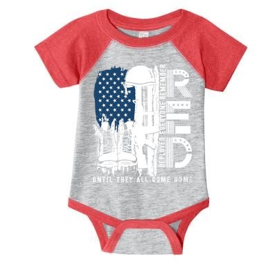 Red Friday Military We Wear Red Support Our Troops US Flag Infant Baby Jersey Bodysuit