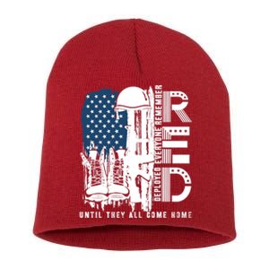 Red Friday Military We Wear Red Support Our Troops US Flag Short Acrylic Beanie