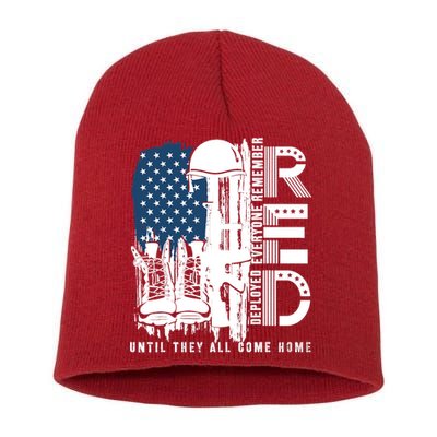 Red Friday Military We Wear Red Support Our Troops US Flag Short Acrylic Beanie