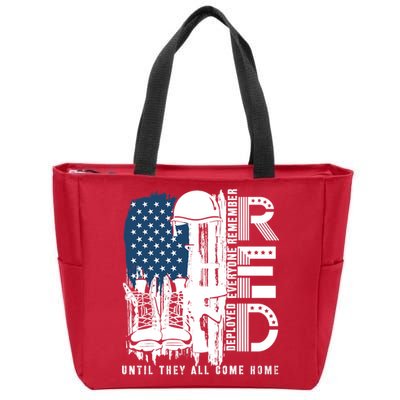 Red Friday Military We Wear Red Support Our Troops US Flag Zip Tote Bag