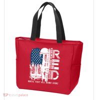 Red Friday Military We Wear Red Support Our Troops US Flag Zip Tote Bag