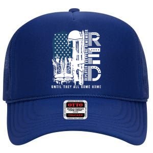 Red Friday Military We Wear Red Support Our Troops US Flag High Crown Mesh Back Trucker Hat