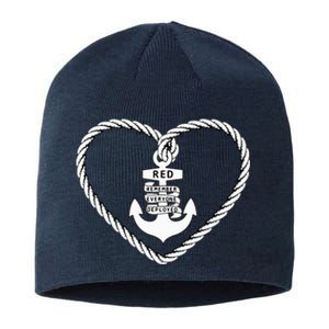 RED Friday Military Remember Everyone Deployed Heart Anchor Sustainable Beanie