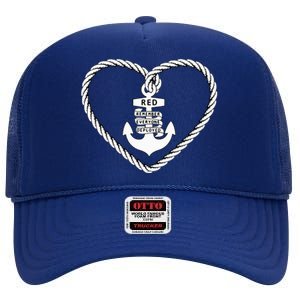 RED Friday Military Remember Everyone Deployed Heart Anchor High Crown Mesh Back Trucker Hat