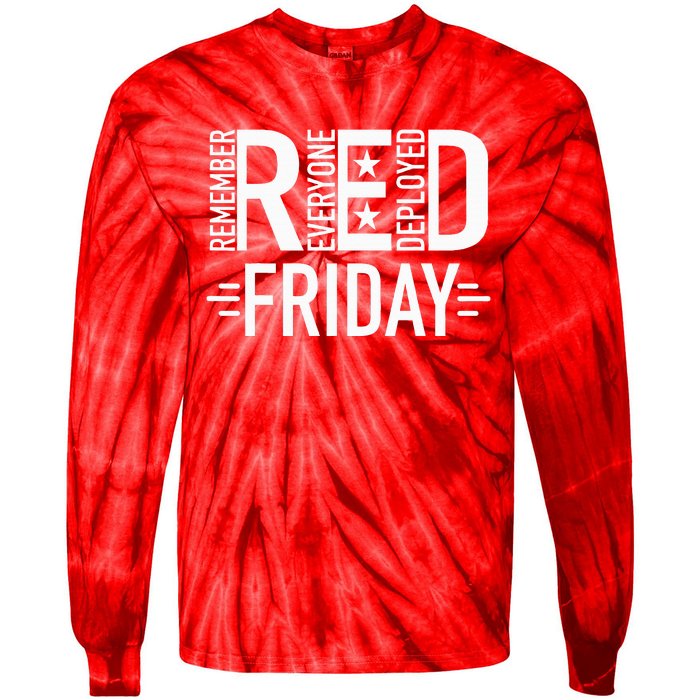 Red Friday Military Remember Everyone Deployed US Veterans Tie-Dye Long Sleeve Shirt