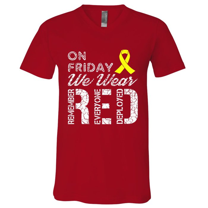 Red Friday Military R.E.D. On Friday We Wear Red V-Neck T-Shirt