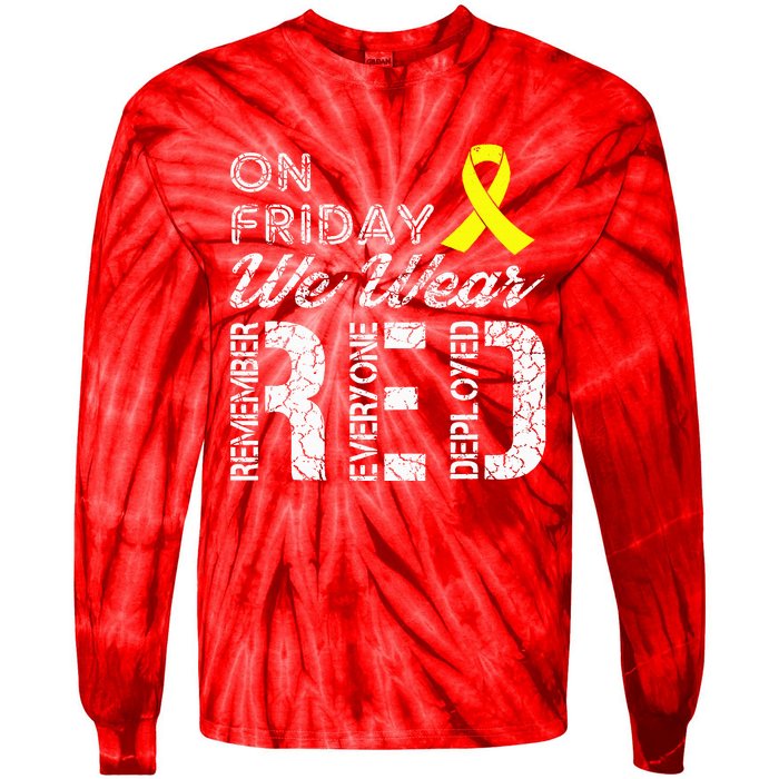 Red Friday Military R.E.D. On Friday We Wear Red Tie-Dye Long Sleeve Shirt