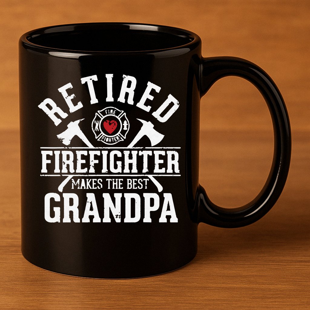 Retired Firefighter Makes The Best Grandpa Retirement Gift 11oz C Handle Ceramic Mug