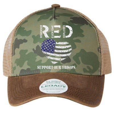 RED Friday Military Support Our Troops Heart Retro US Flag Legacy Tie Dye Trucker Hat