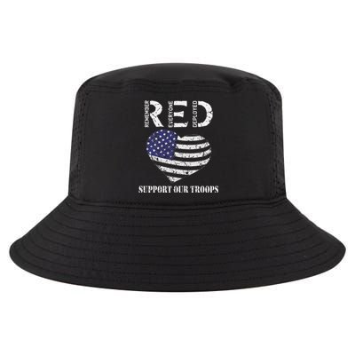 RED Friday Military Support Our Troops Heart Retro US Flag Cool Comfort Performance Bucket Hat