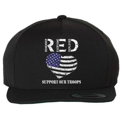 RED Friday Military Support Our Troops Heart Retro US Flag Wool Snapback Cap